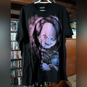 Child's Play Chucky Graphic T Shirt Adults XL Purple - Black Horror